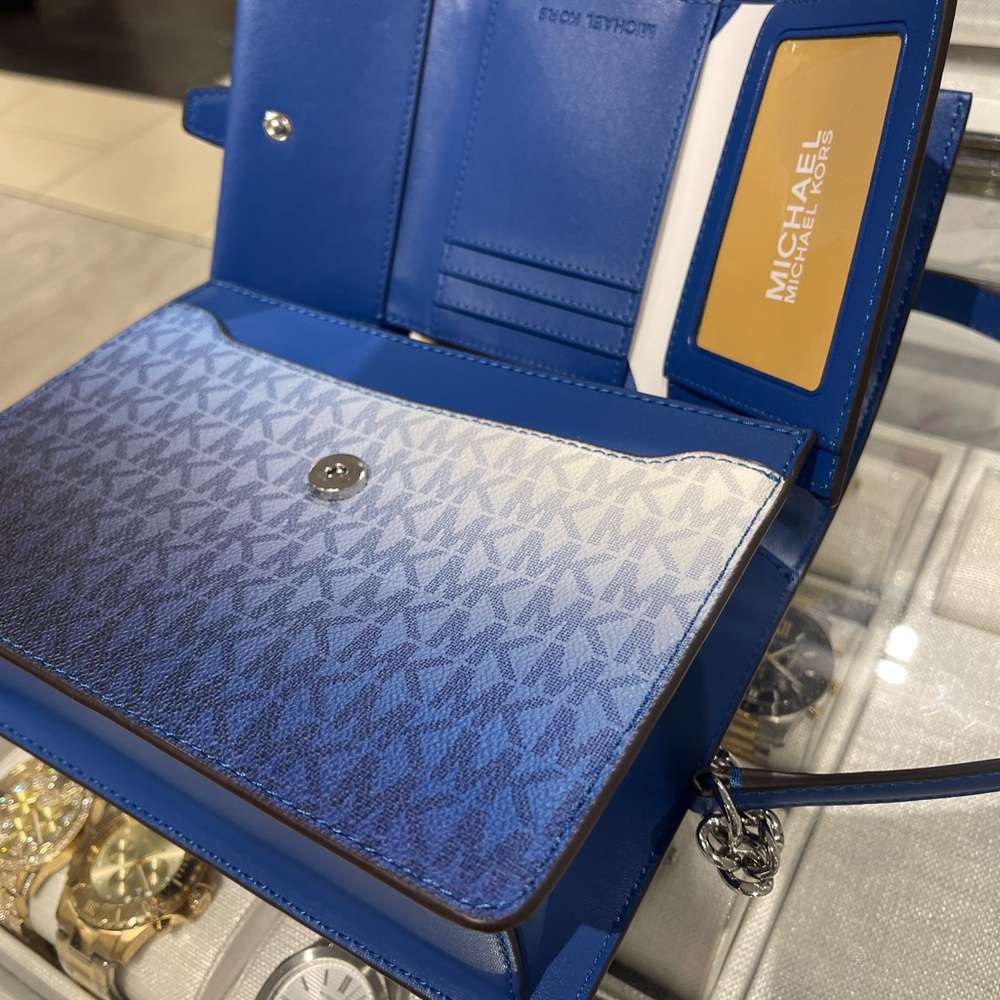 Michael Kors Greenwich Sm Color-Block Logo Flap Crossbody & Md Tri-Fold Wallet - Picture 3 of 16